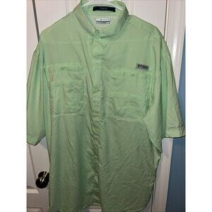 Columbia PFG Tamiami Shirt Mens LT Mint Green Fishing Outdoors Vented